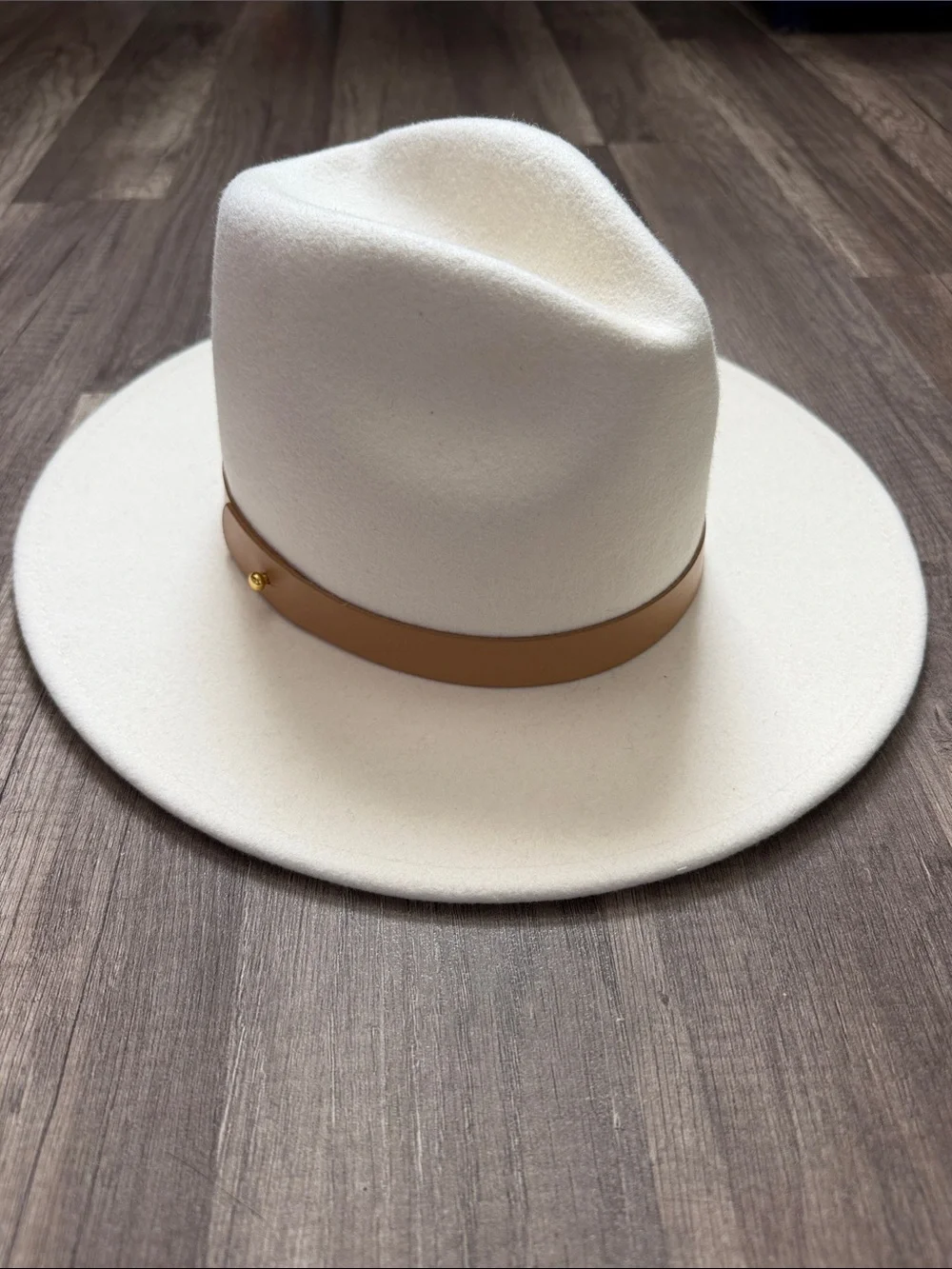 NWT Lack Of Color Cream Wide-Brim Fedora Hat with Tan Band